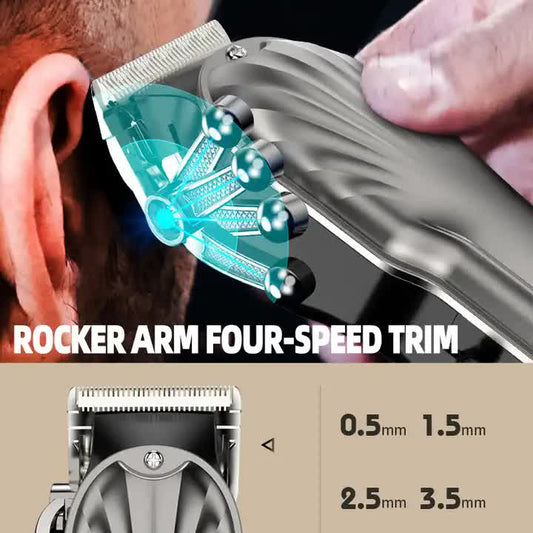 NNEDSZ Gray Professional Cordless Hair Clipper with LED Display - Rechargeable Electric Hair Trimmer for Men-1