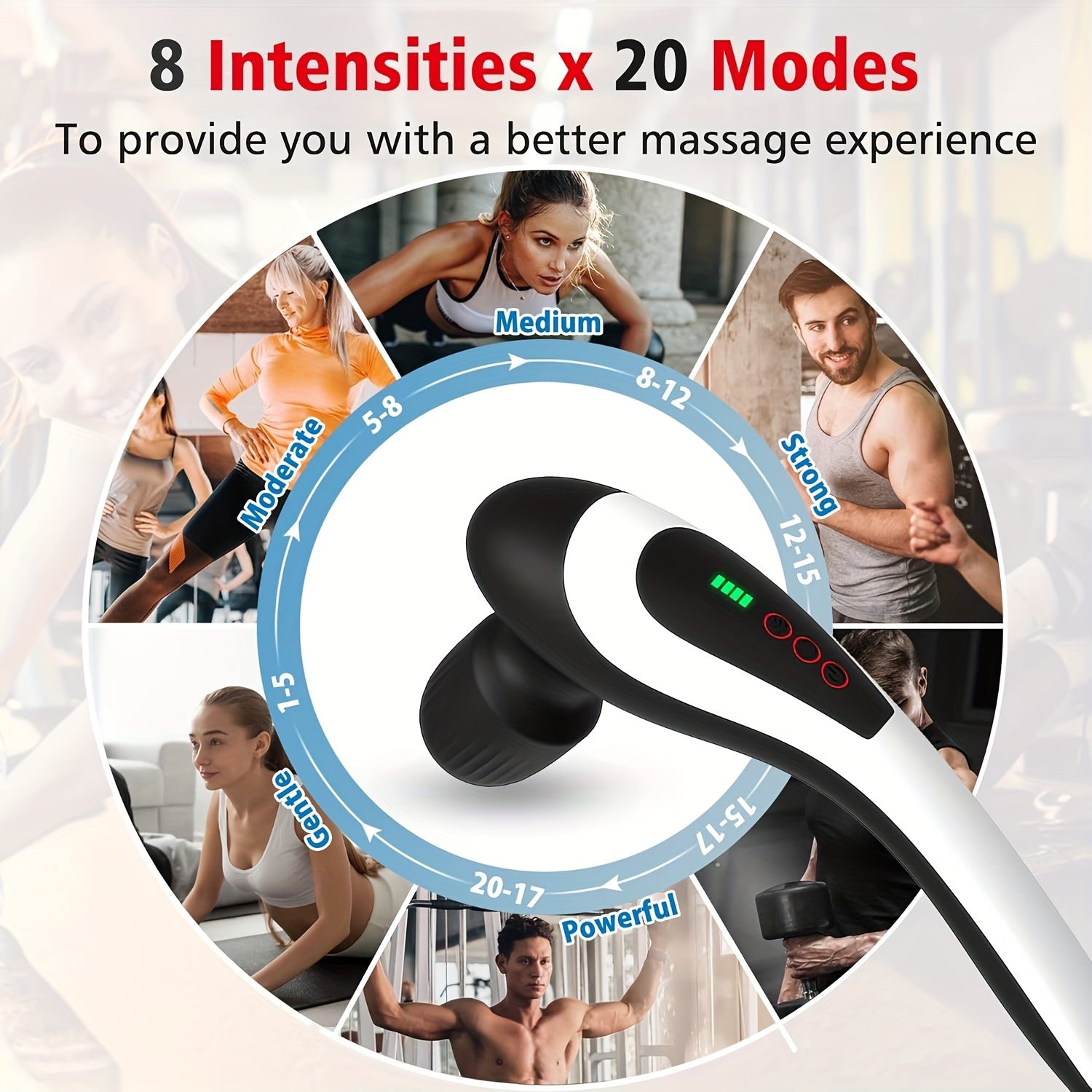 NNETM Portable Electric Massage Stick – 8-Speed(Black)-4
